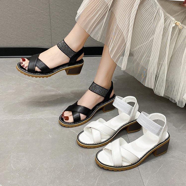 Lady elastic shoes rome thick sandals for women