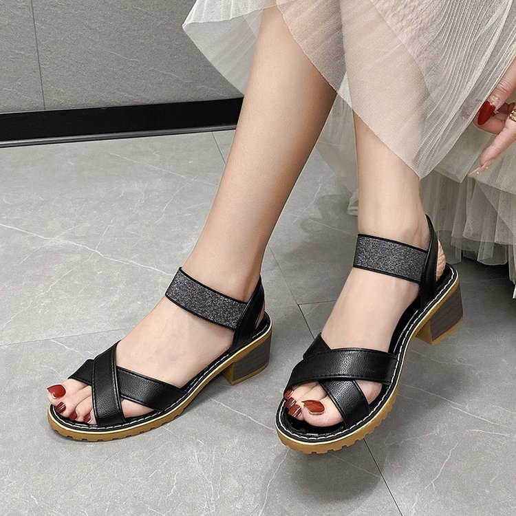 Lady elastic shoes rome thick sandals for women