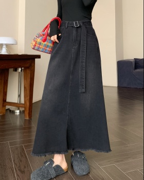 Slim high waist long dress loose denim skirt for women