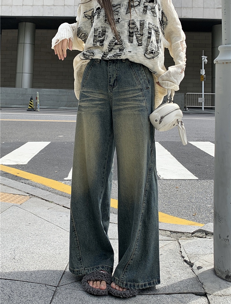 Straight slim pants high waist retro long pants