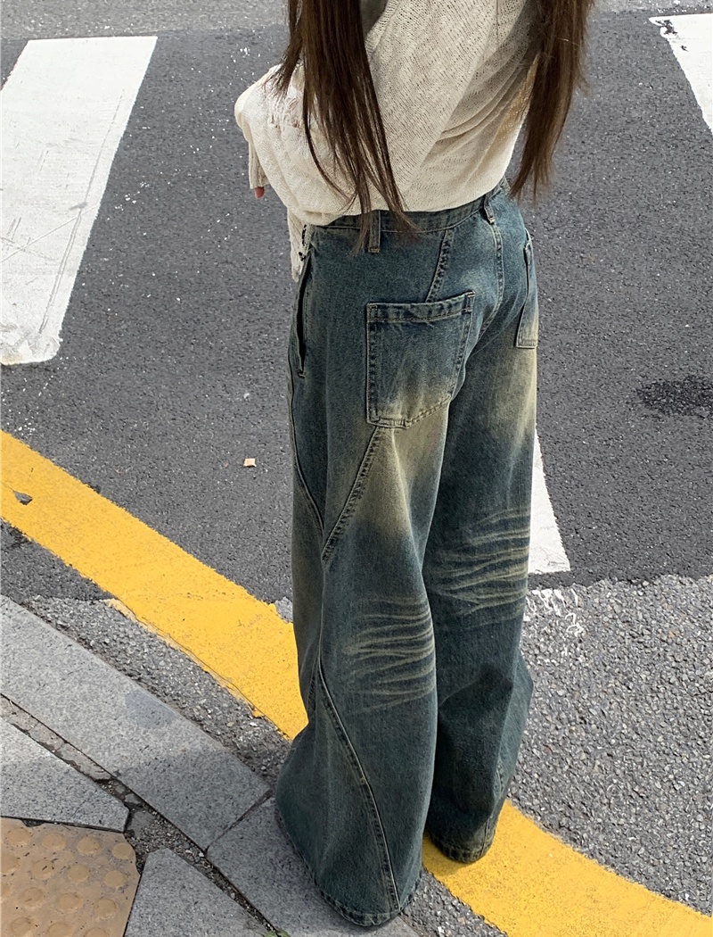 Straight slim pants high waist retro long pants