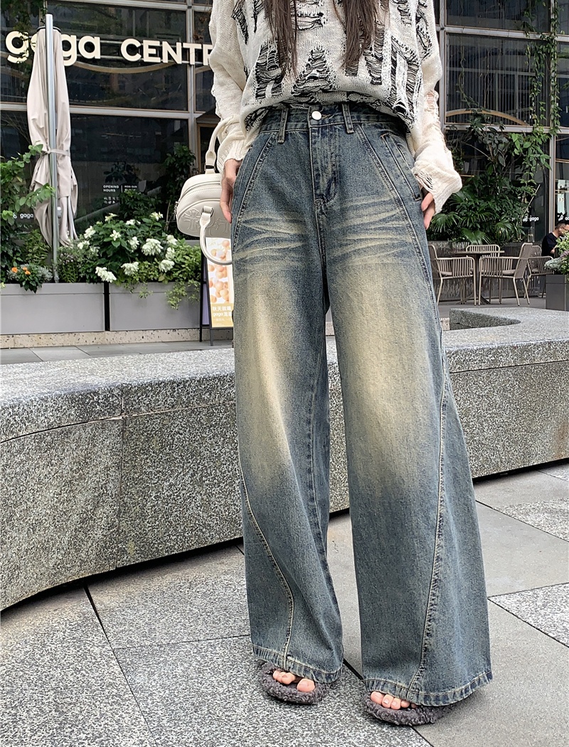 Straight slim pants high waist retro long pants