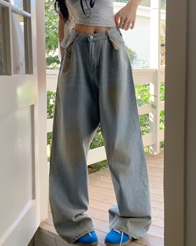 Straight European style jeans triangle wide leg pants