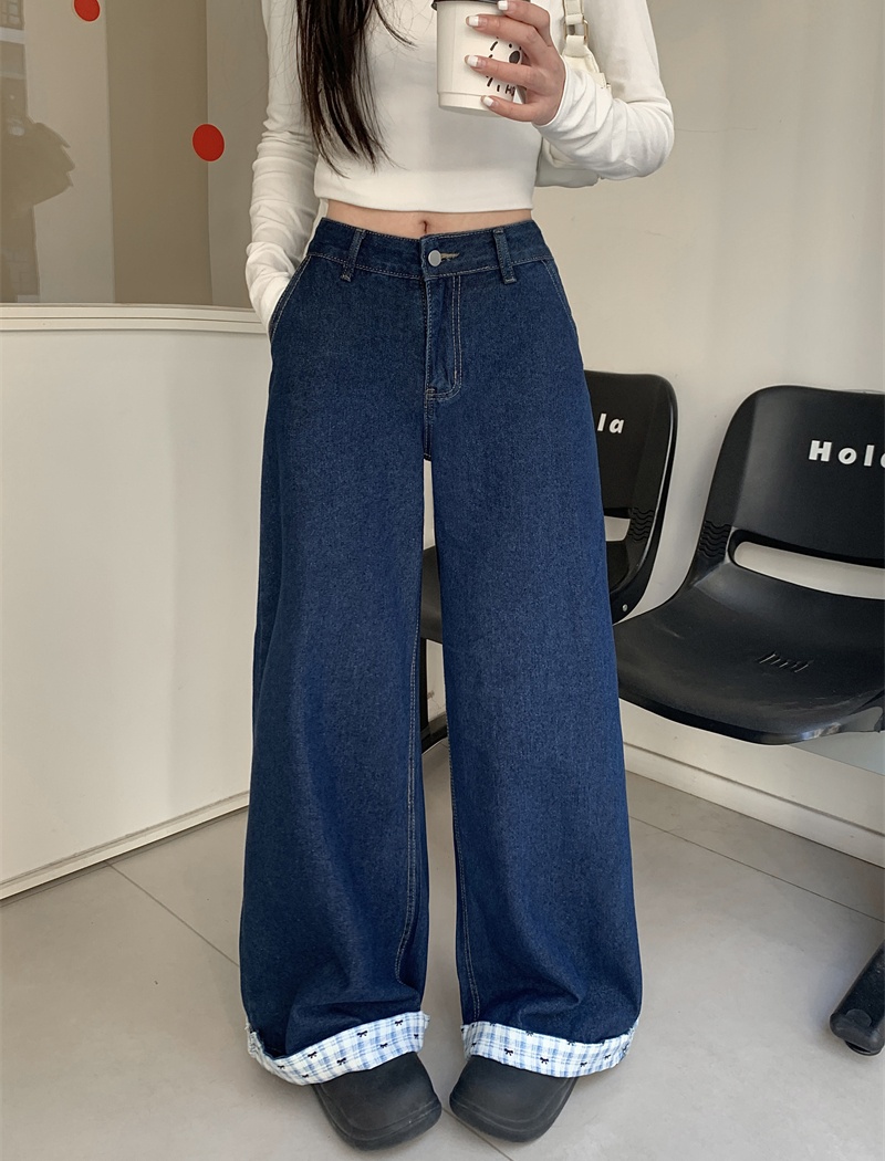 Mopping spring pants denim loose long pants for women