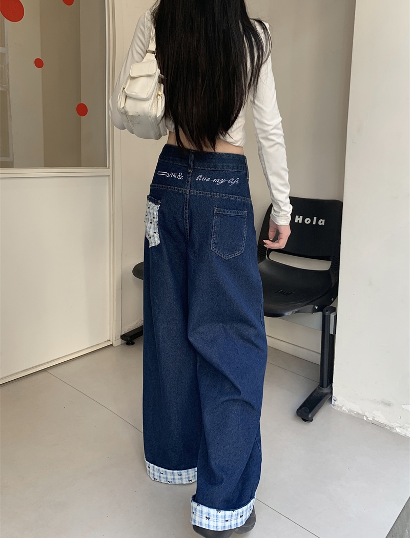 Mopping spring pants denim loose long pants for women