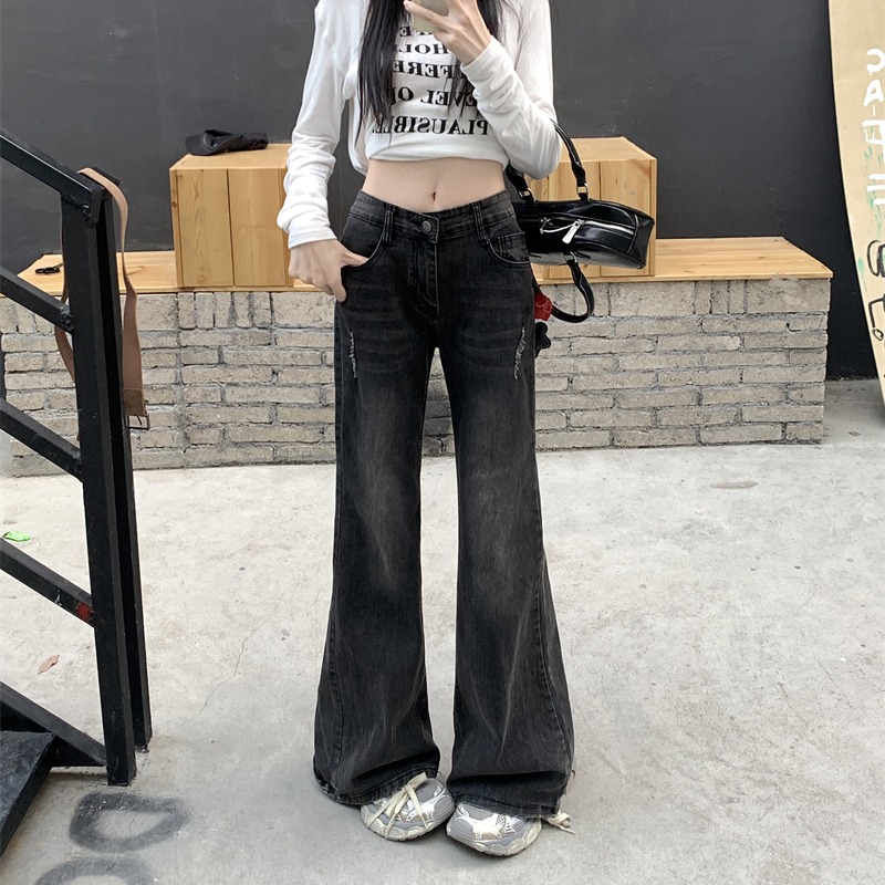 Spicegirl denim pants micro speaker low-waist long pants