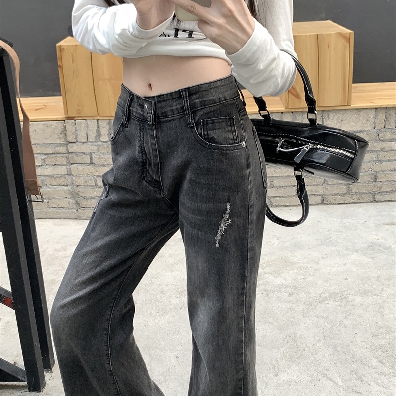 Spicegirl denim pants micro speaker low-waist long pants