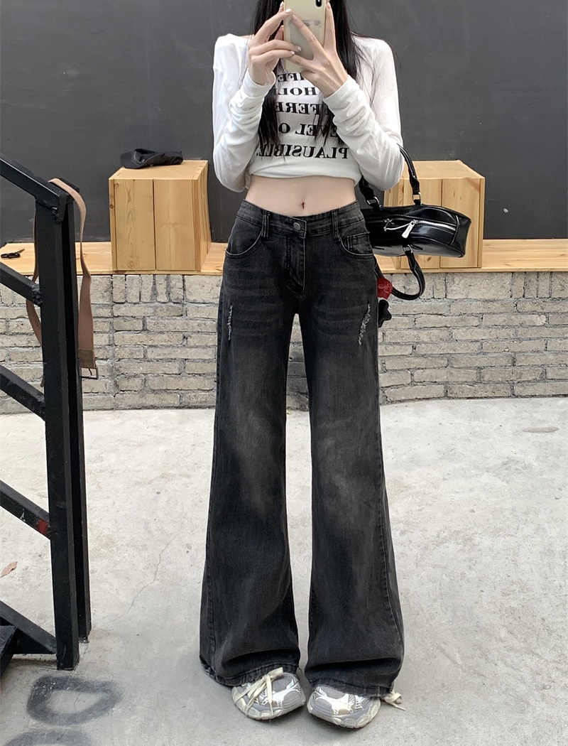 Spicegirl denim pants micro speaker low-waist long pants