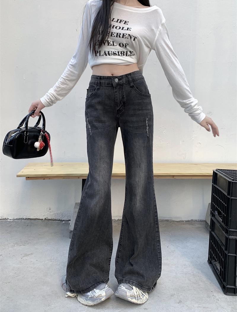 Spicegirl denim pants micro speaker low-waist long pants