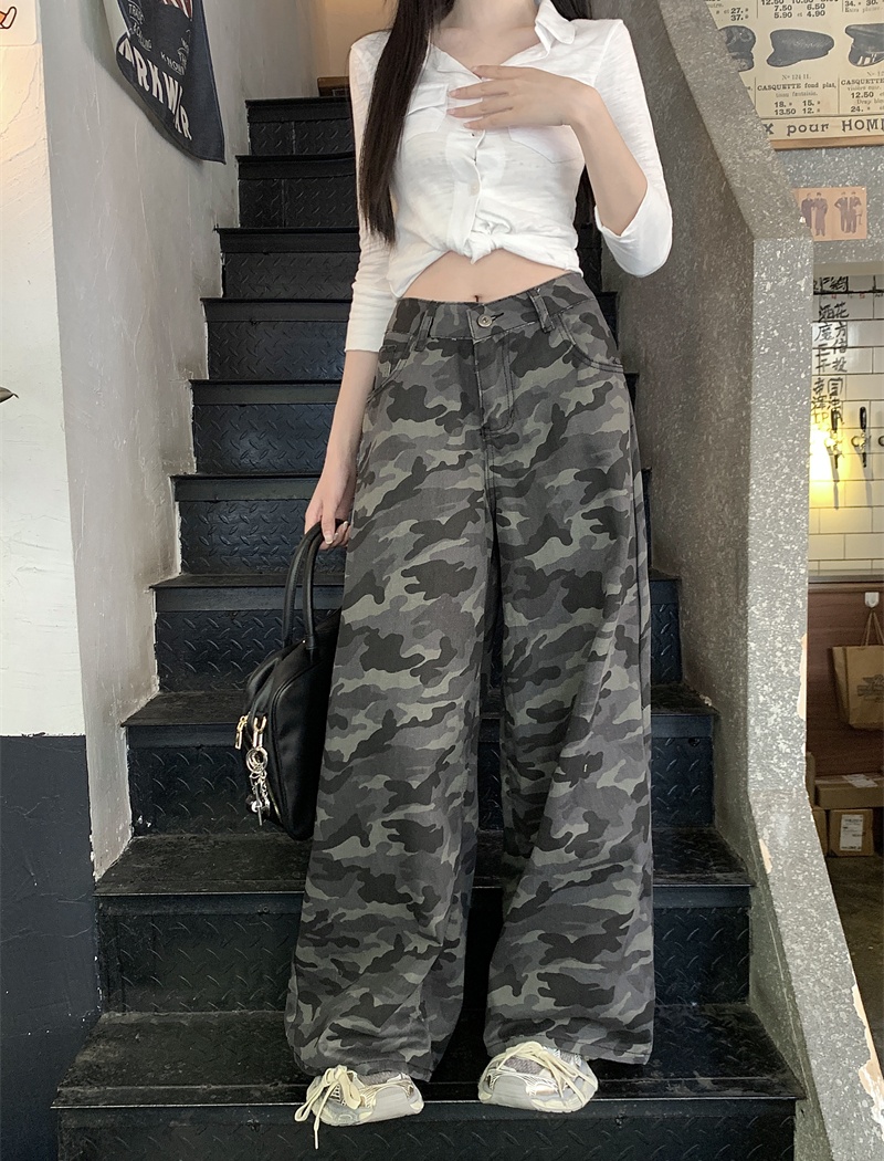 Denim camouflage long pants spicegirl pants for women