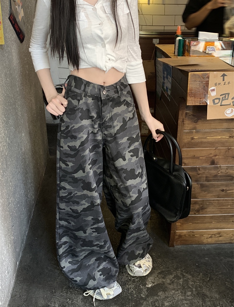 Denim camouflage long pants spicegirl pants for women