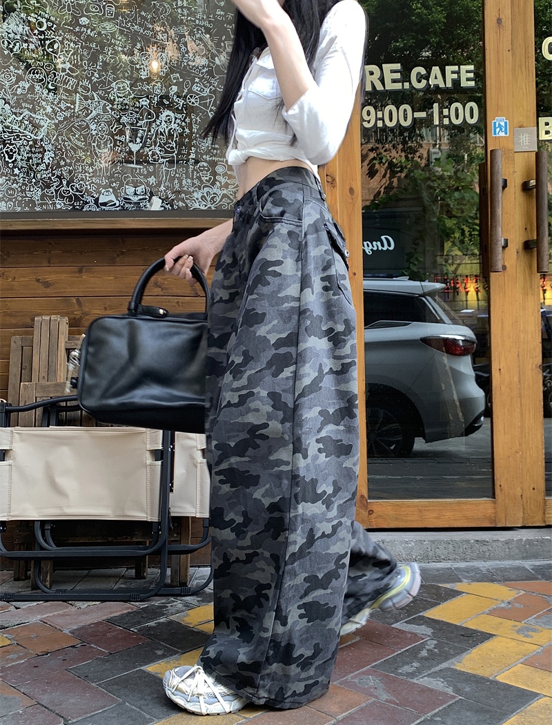 Denim camouflage long pants spicegirl pants for women