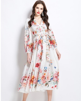 Flowers spring and summer pattern long dress