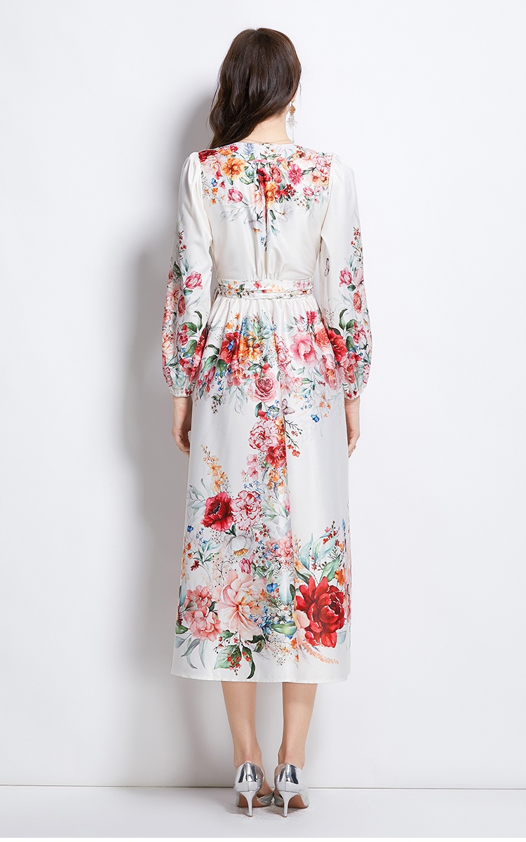 Flowers spring and summer pattern long dress