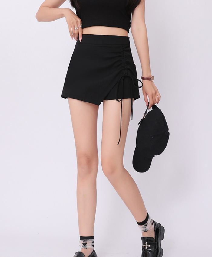 Drawstring package hip short skirt fold slim skirt