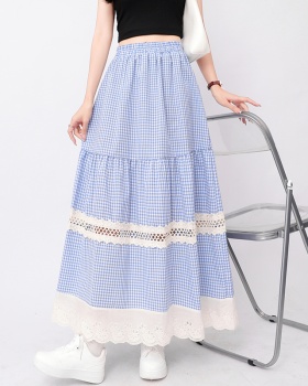 Lace cake big skirt A-line slim plaid skirt for women