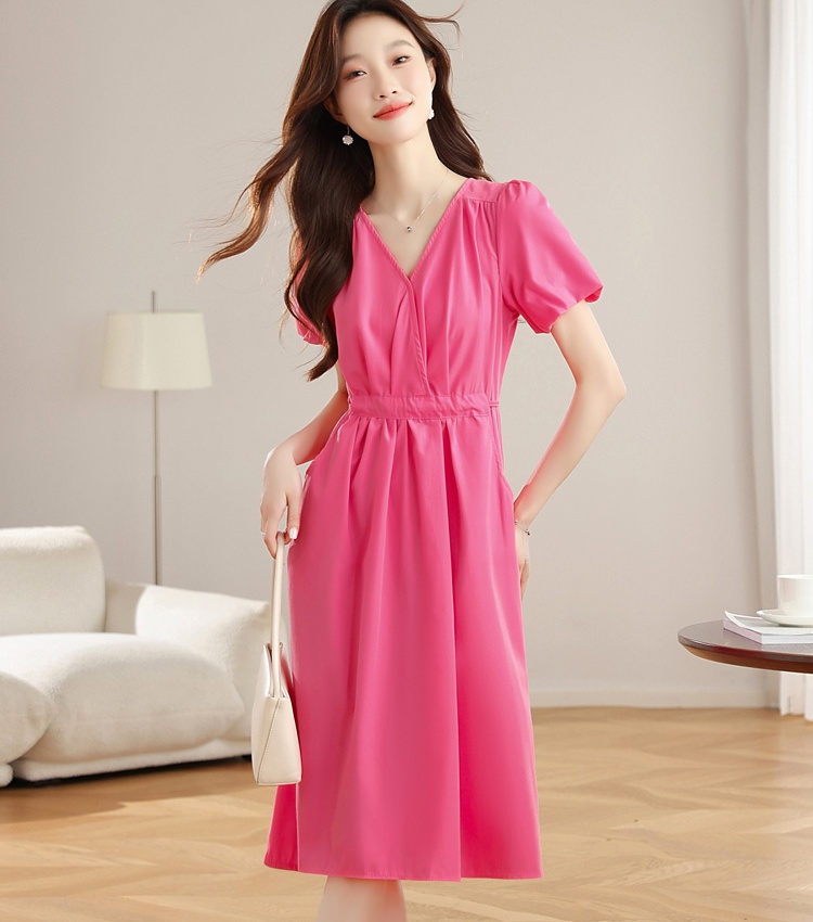 Summer dress pinched waist long dress for women