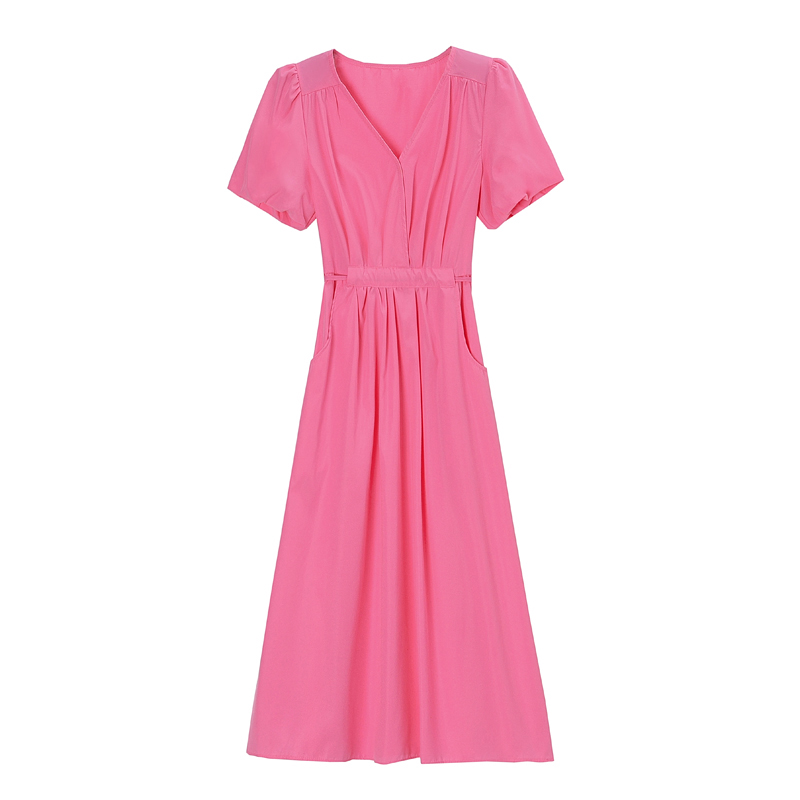 Summer dress pinched waist long dress for women