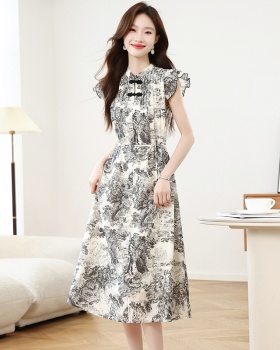 Boats sleeve printing dress Chinese style cheongsam