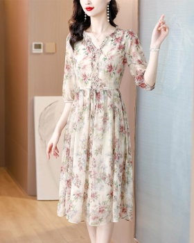 Noble long summer Western style pinched waist dress