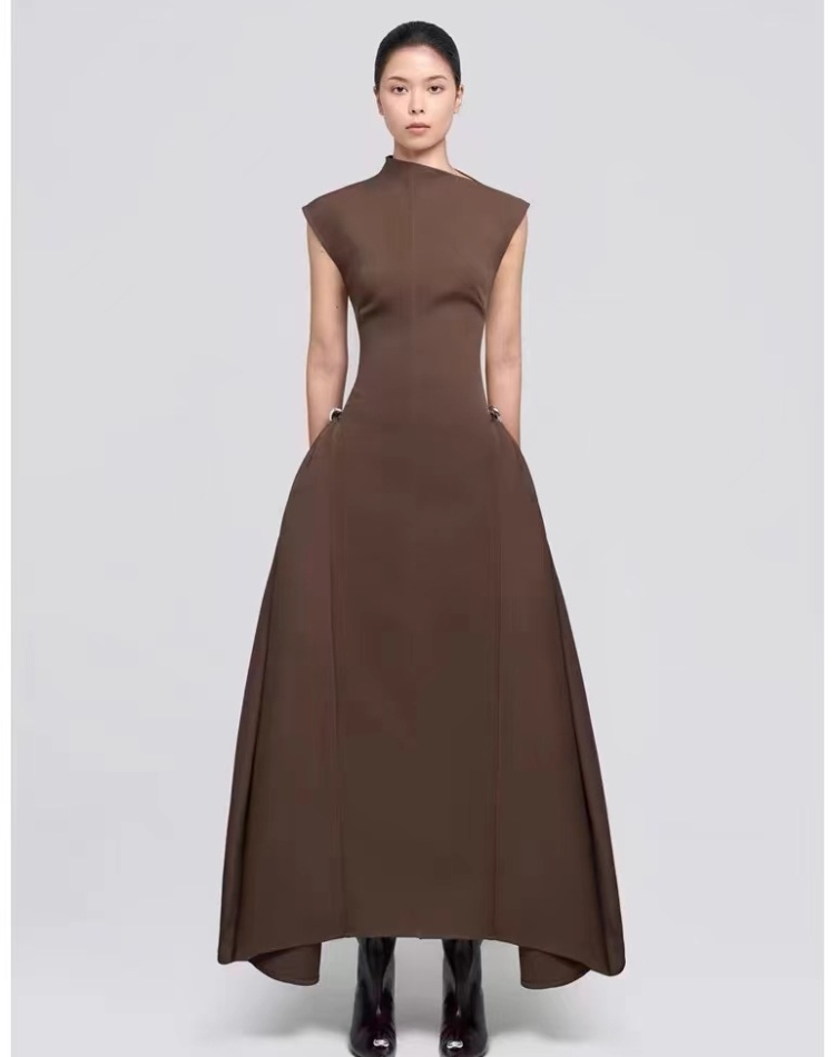 Temperament slim long dress irregular hem dress