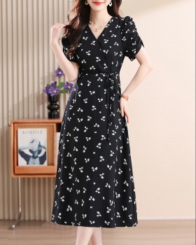 Long summer girl long dress pinched waist floral dress