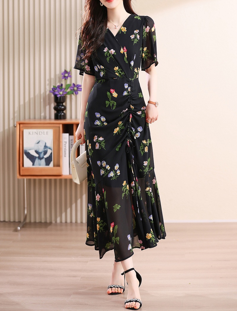 Slim mermaid Cover belly floral summer fashion dress