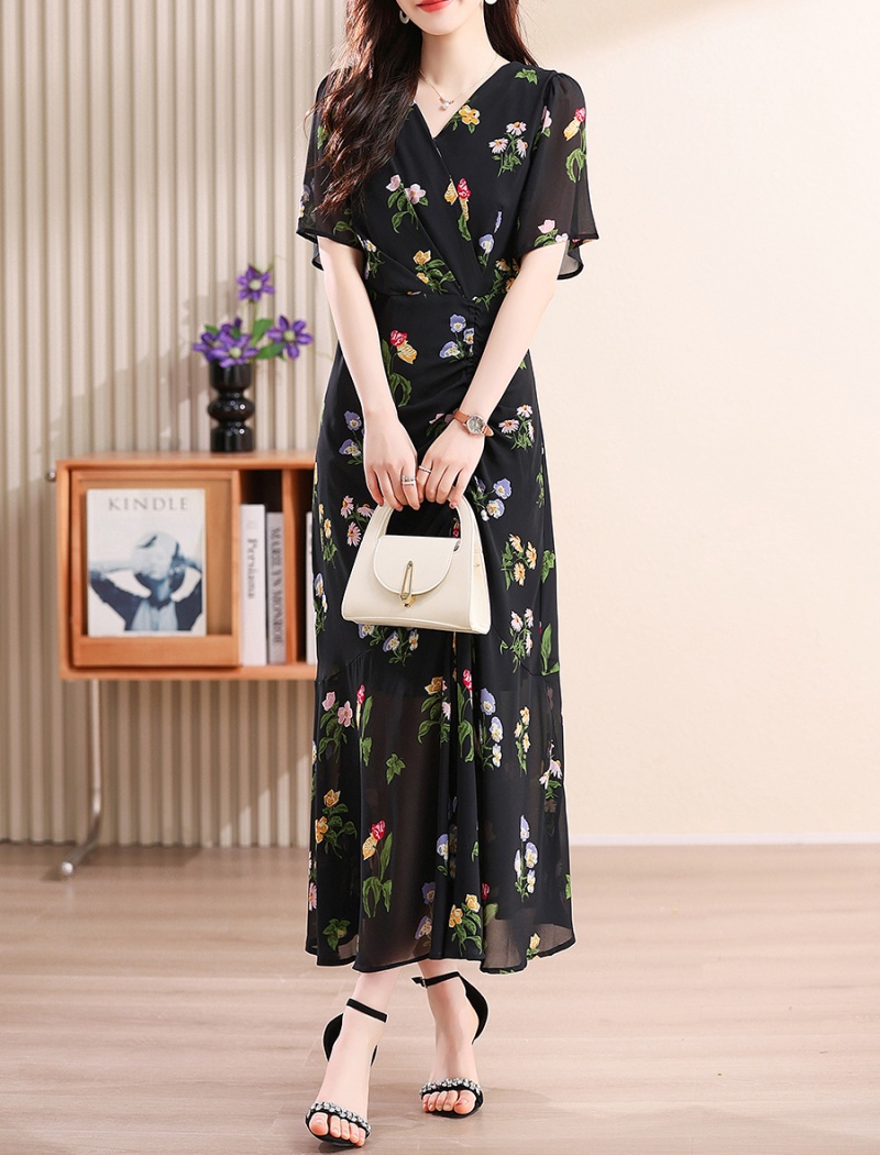 Slim mermaid Cover belly floral summer fashion dress