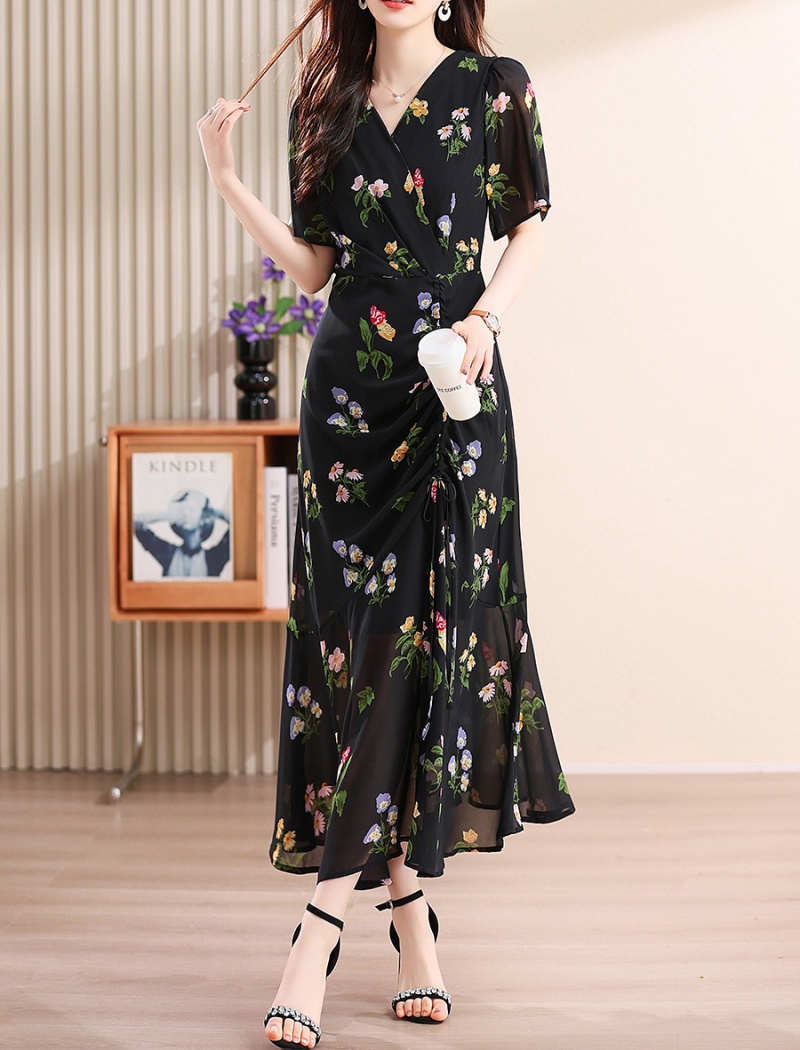 Slim mermaid Cover belly floral summer fashion dress