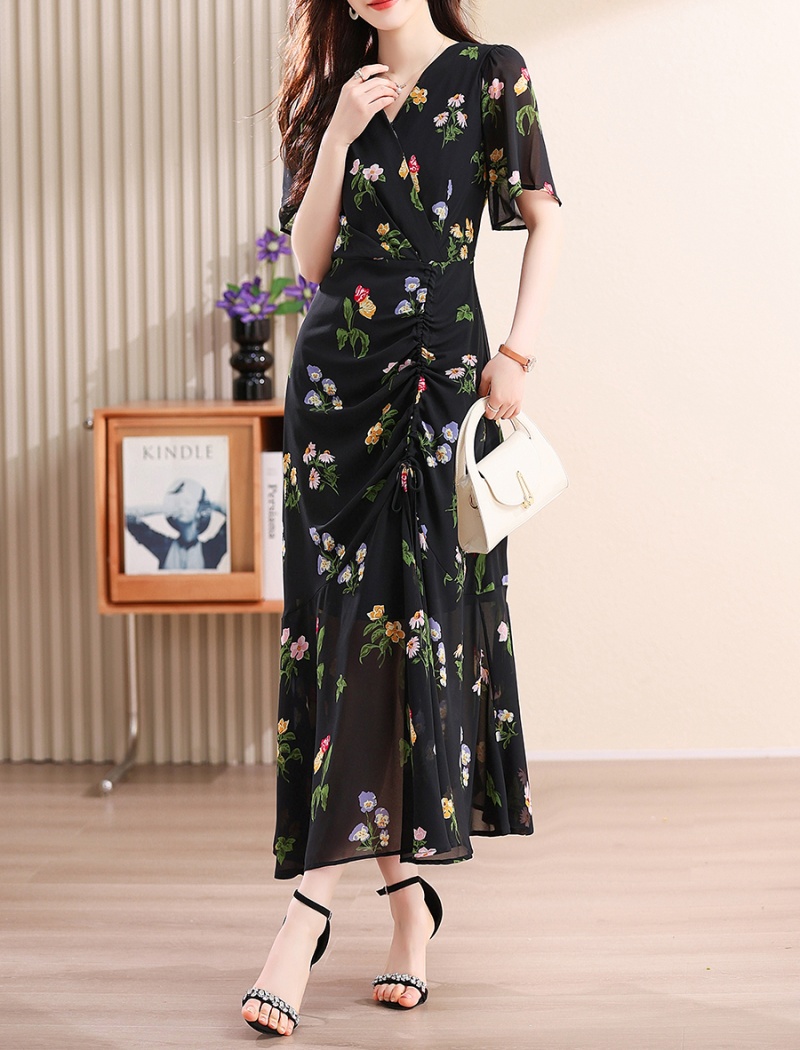 Slim mermaid Cover belly floral summer fashion dress