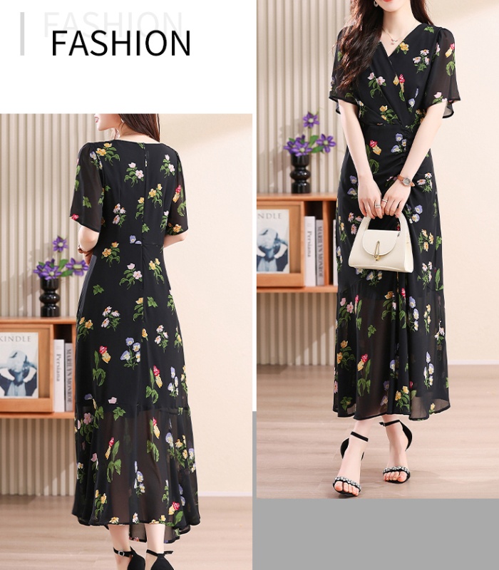 Slim mermaid Cover belly floral summer fashion dress