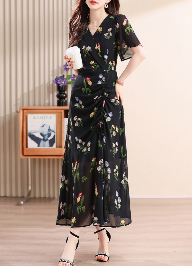 Slim mermaid Cover belly floral summer fashion dress