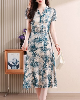 Chiffon dress middle-aged long dress for women