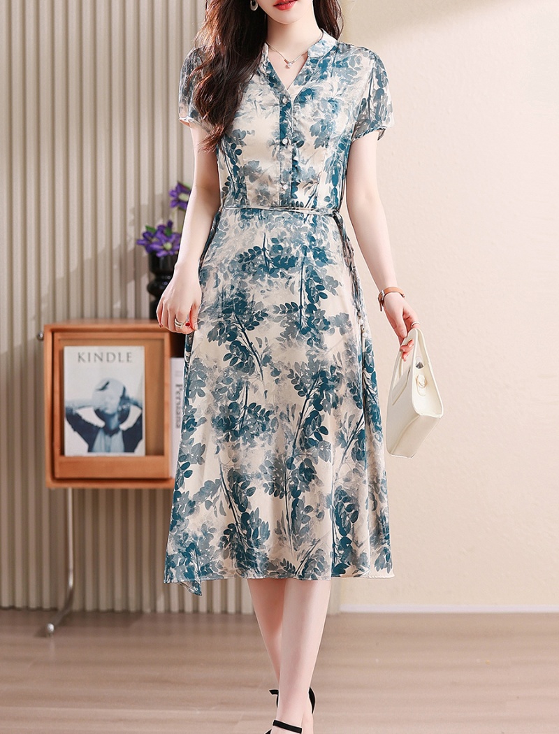 Chiffon dress middle-aged long dress for women