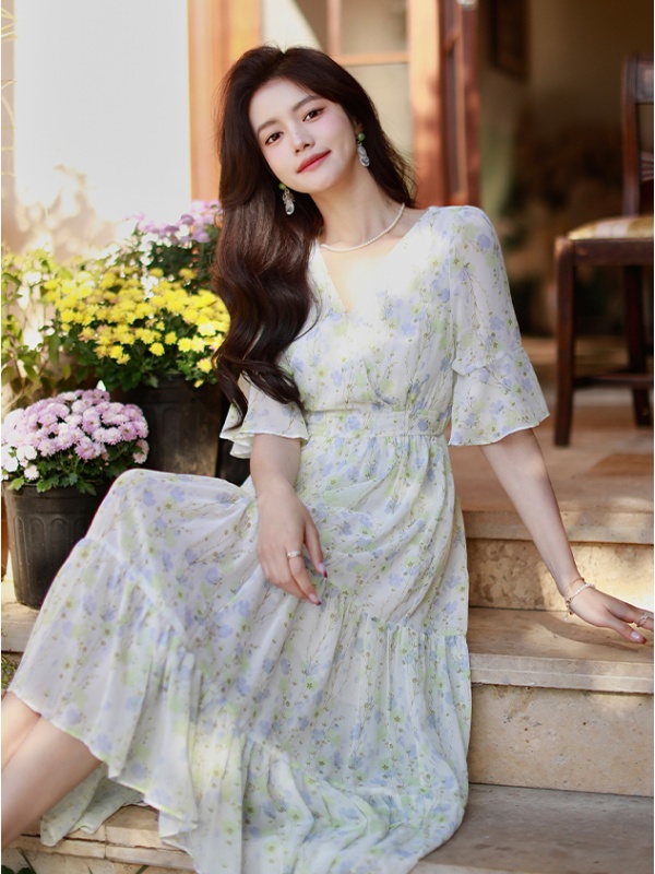 Temperament summer slim chiffon dress for women