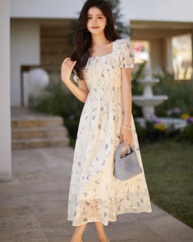 Chiffon floral long dress romantic vacation dress