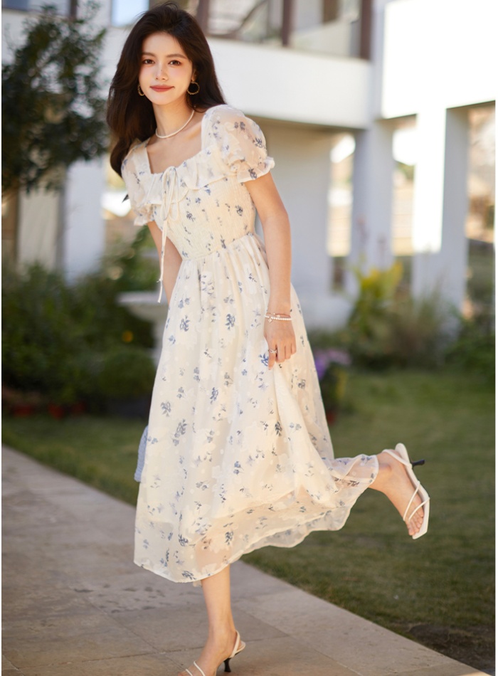 Chiffon floral long dress romantic vacation dress