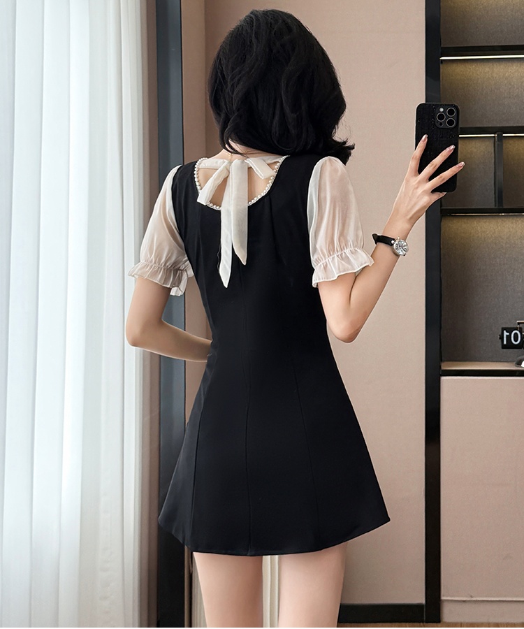 Temperament summer shorts square collar dress 2pcs set