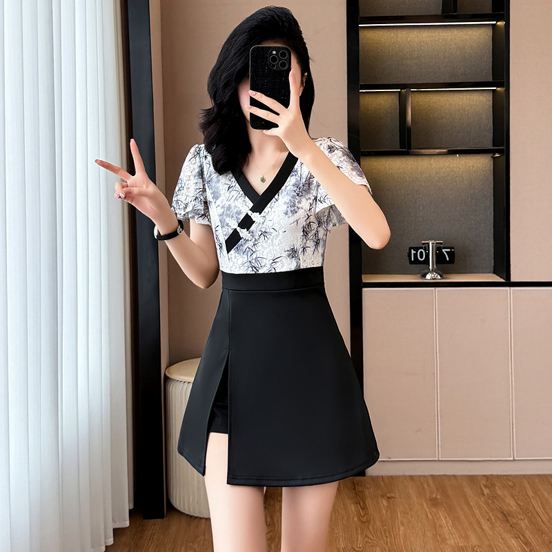 Maiden fashion cheongsam Chinese style shorts 2pcs set