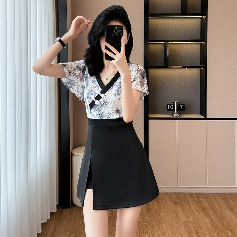 Maiden fashion cheongsam Chinese style shorts 2pcs set