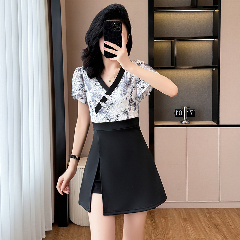 Maiden fashion cheongsam Chinese style shorts 2pcs set