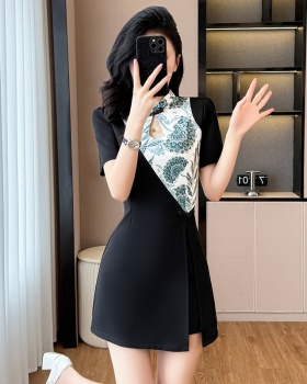 Chinese style summer dress splice cheongsam 2pcs set