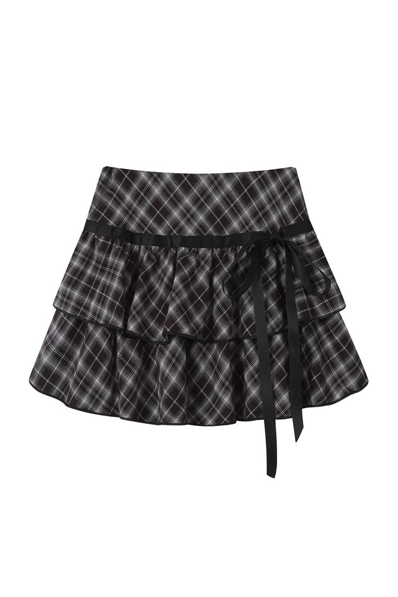 Anti emptied plaid skirt cake short skirt for women