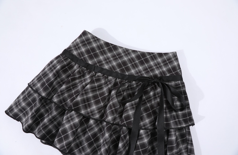 Anti emptied plaid skirt cake short skirt for women