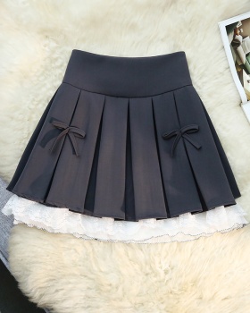 Lace splice skirt college style short skirt for women