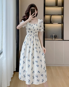 Long jacquard temperament lotus leaf edges dress