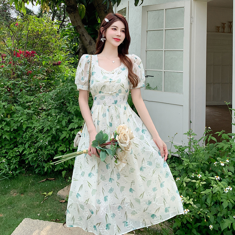 Summer temperament long cheongsam banquet slim dress