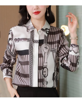 Thick real silk twill shirt long sleeve printing tops