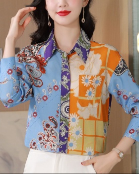 France style mixed colors silk elegant shirt for women