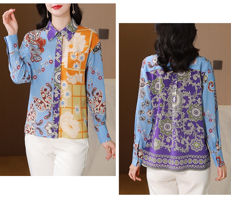 France style mixed colors silk elegant shirt for women